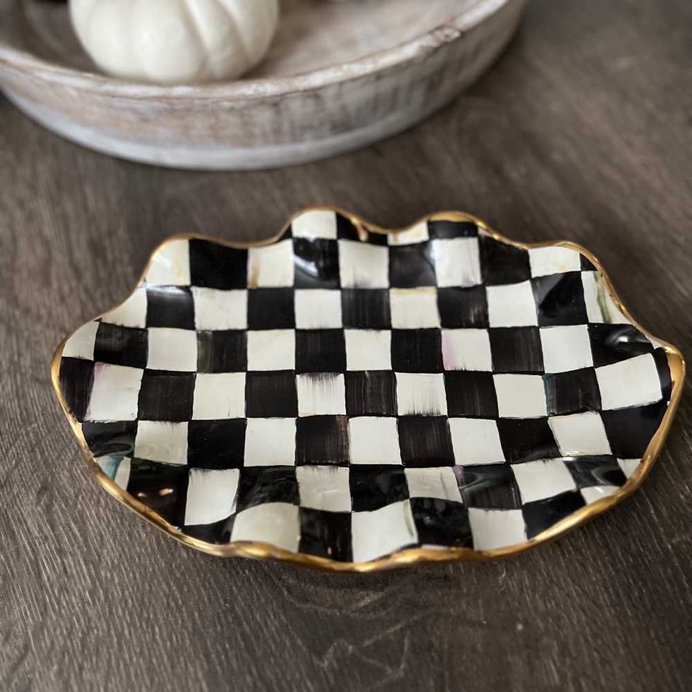 Authentic MacKenzie Childs Courtly Check Vanity Tray - Small